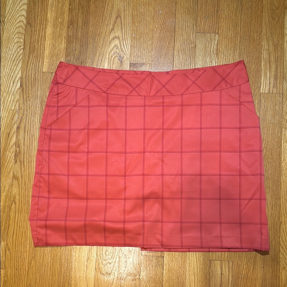 Antigua Women’s 14 Orange Plaid Skirt for Casual Night Out